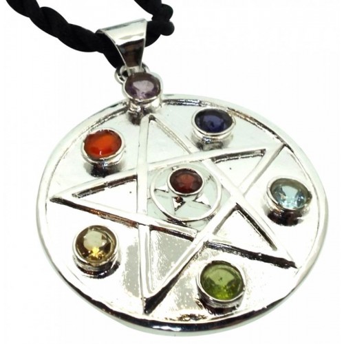 Chakra Gemstone Pentacle Pendant